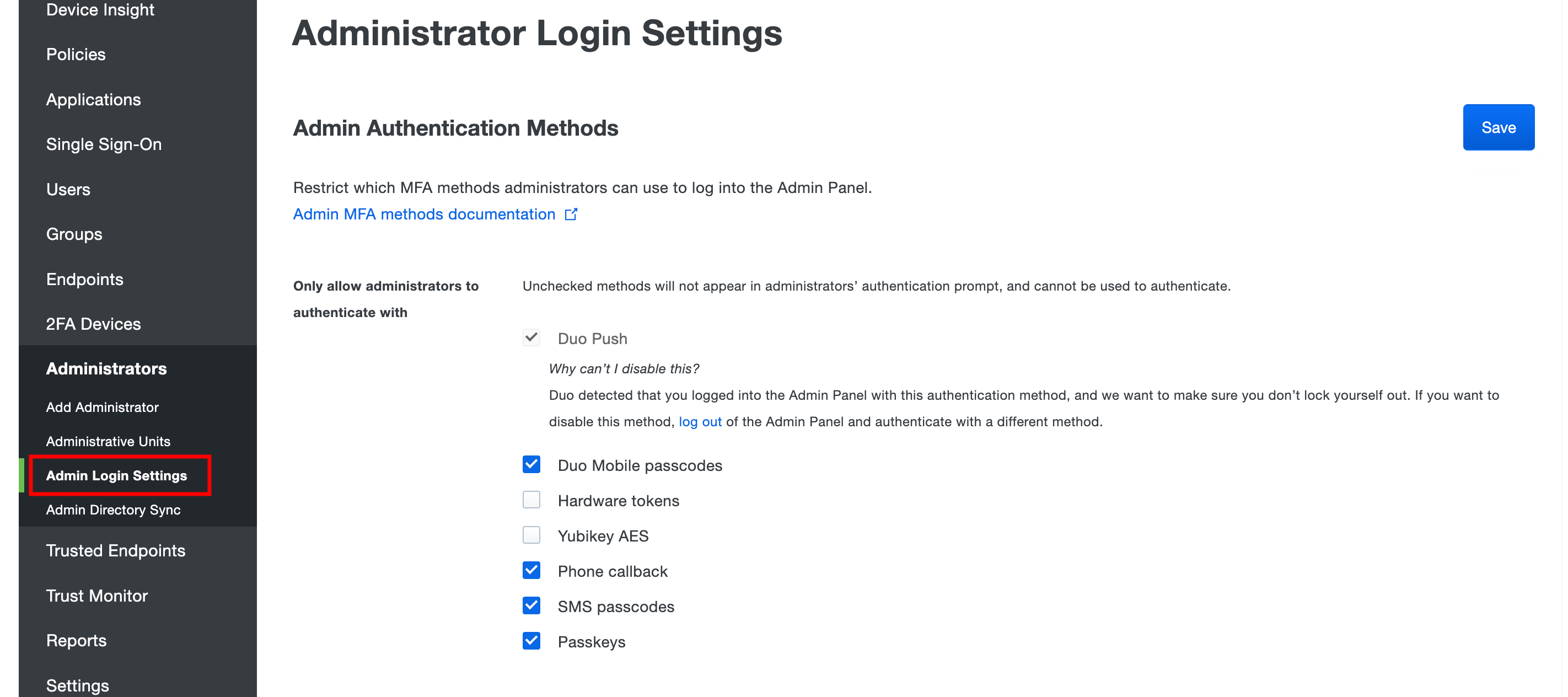 Can I disable an authentication method?