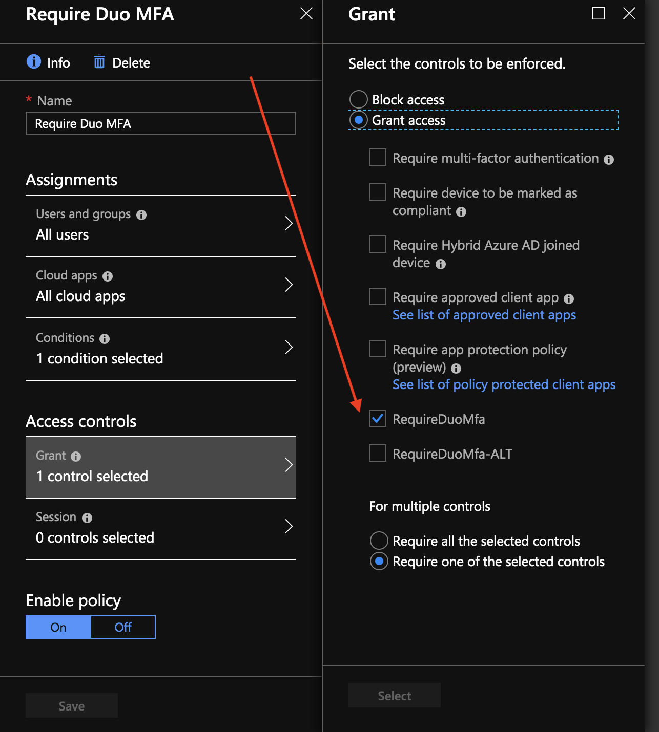 Can I configure multiple Duo Azure Conditional Access applications in the  same Azure domain?