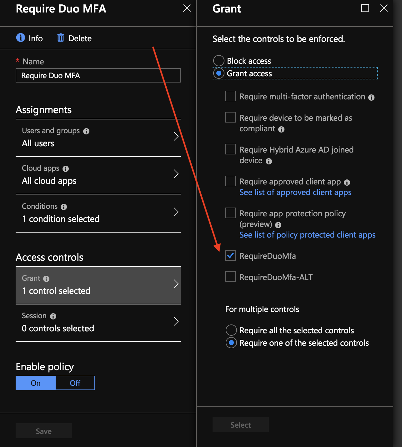 Can I configure multiple Duo Azure Conditional Access applications