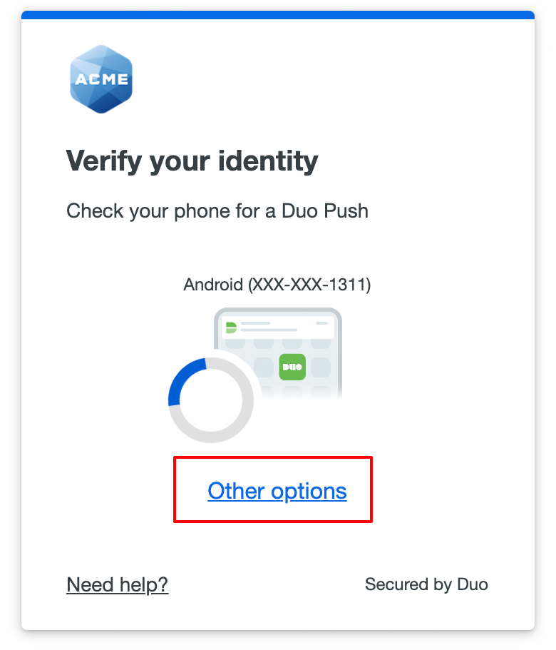 How can i select a different authentication device or 2fa method in the