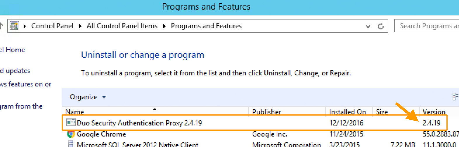 How do i determine my installed duo authentication proxy application