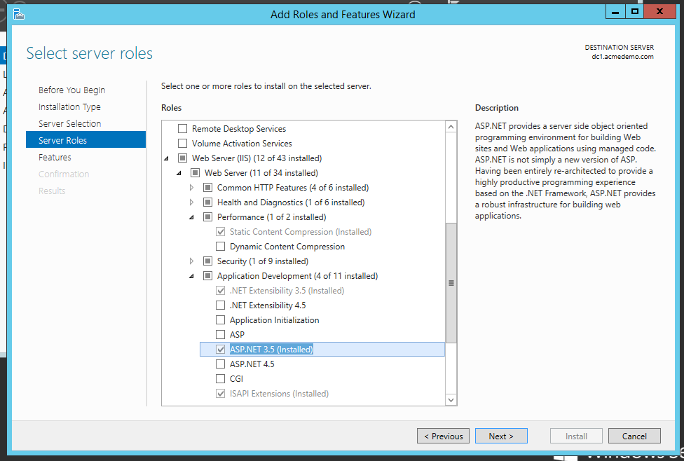 How do i determine whether asp net 3 5 or 4 5 are installed on my