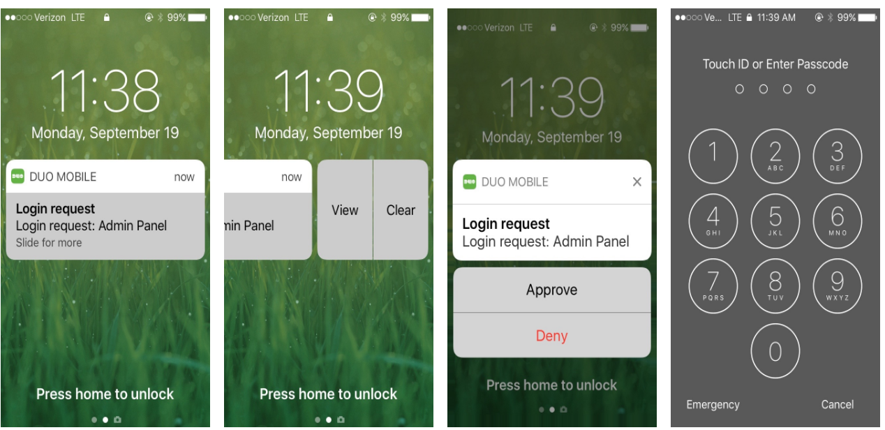 How Do I Approve A Duo Push Notification From The Ios 10 Or Ios 11 Lock Screen