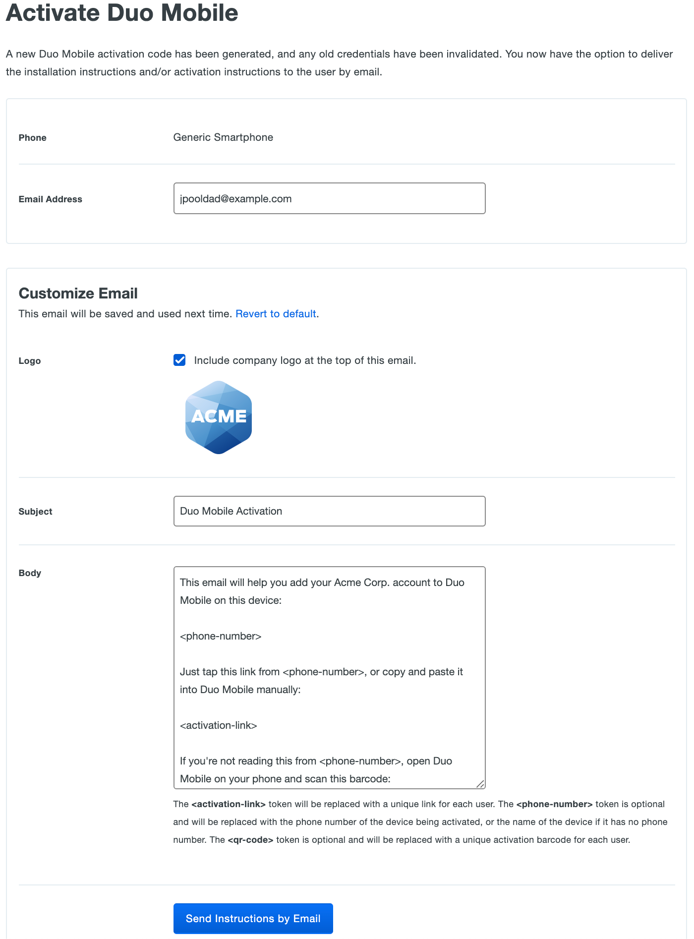 Can I activate or reactivate Duo Mobile on a phone or tablet for users  without access to SMS or who are not receiving the activation SMS message?