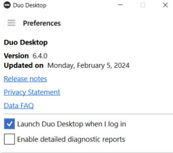 How do I disable automatic updates for Duo Desktop?