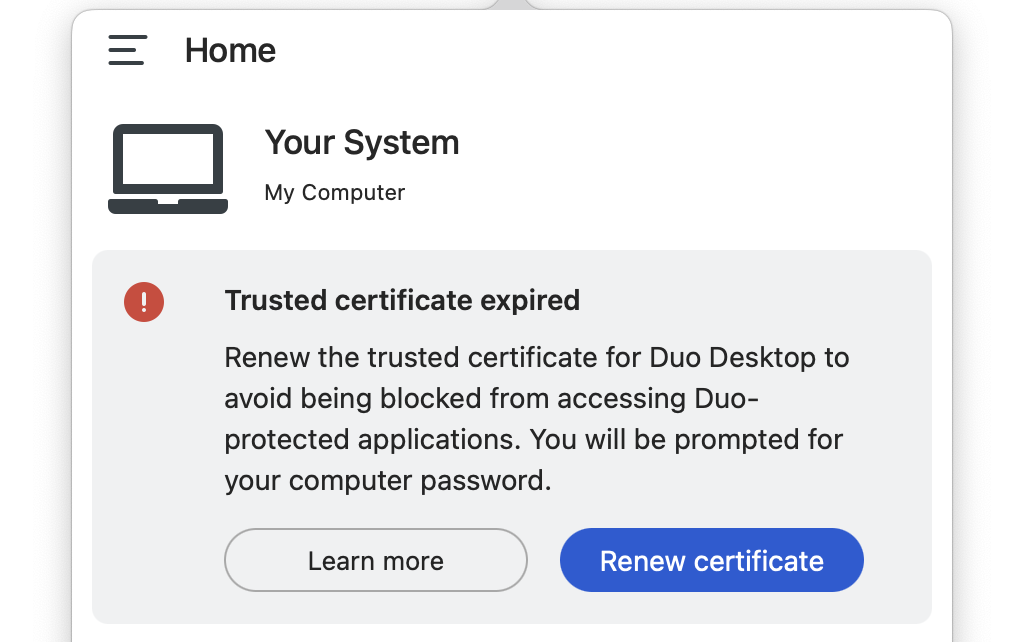 Guide and FAQ to renewing trusted certificates in Duo Desktop
