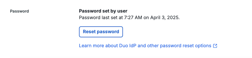 Are Duo Directory users able to reset their own passwords?